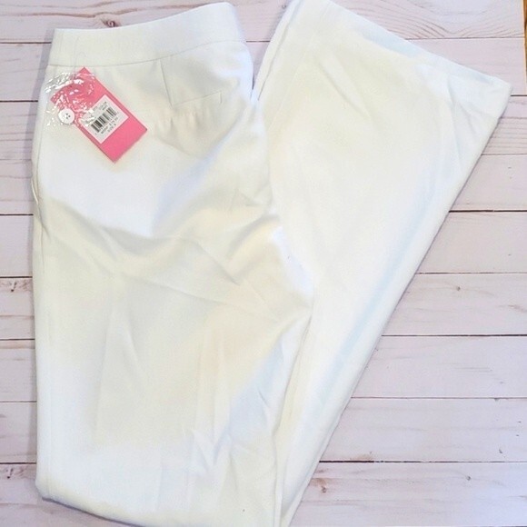 NWOT ISAAC MIZRAHI CREAMY WHITE OFF-WHITE CREAM PANTS SIZE 8 LONG INSEAM TALL - Picture 1 of 8